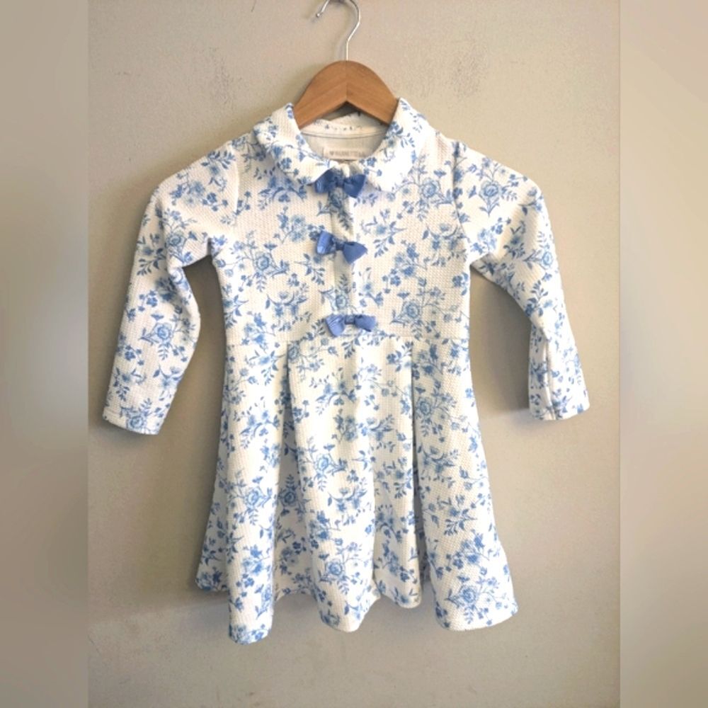 Nanette Kids Chinoiserie Floral Blue White Jacket Dress Size 4T